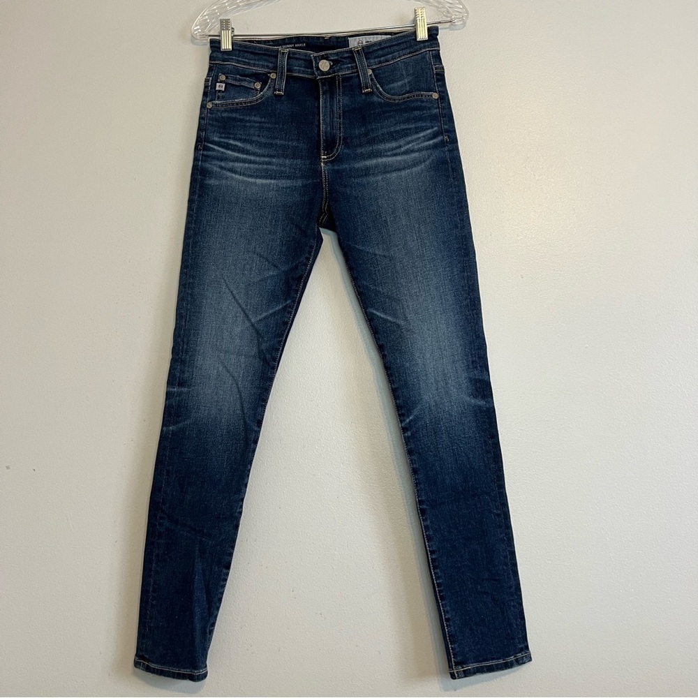 AG Womens High Rise Skinny Ankle Jeans Denim Dark Wash Sz 26